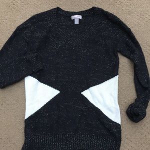 Cozy black and gold v-neck sweater